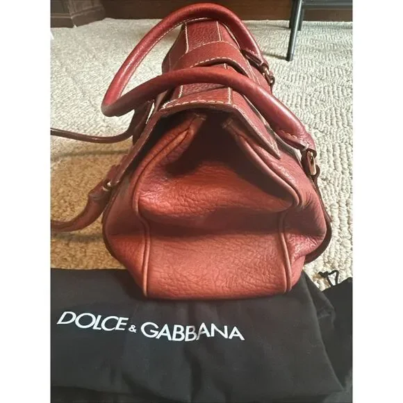 Womens Vintage Dolce&Gabbana Shoulder BagTote Purse Red Pebble Leather…